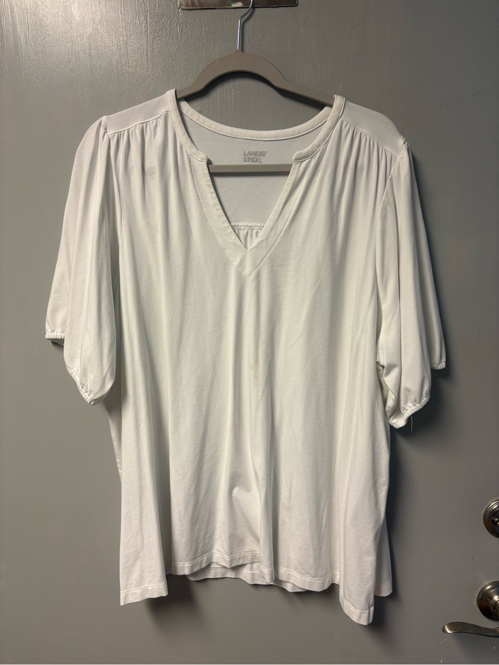 Lands' End White V-Neck Short Sleeve Top Size 2X